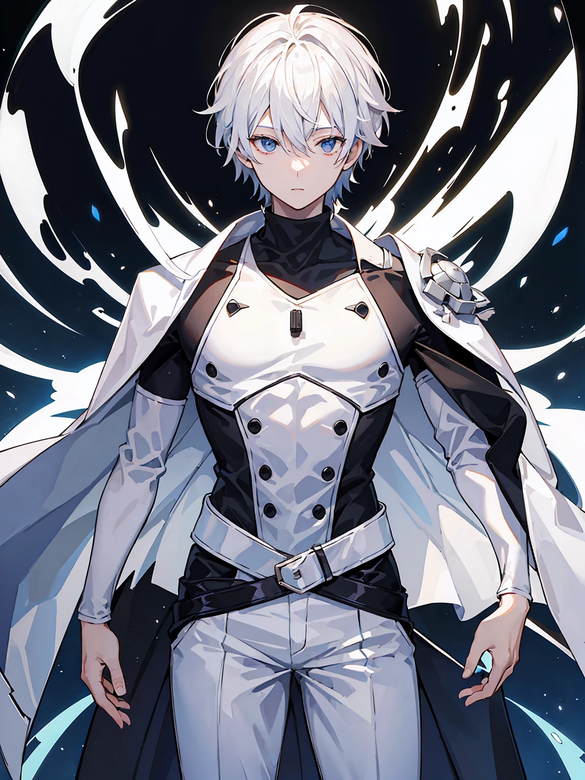 White suit、male、whole body、Black turtleneck、Character portrait