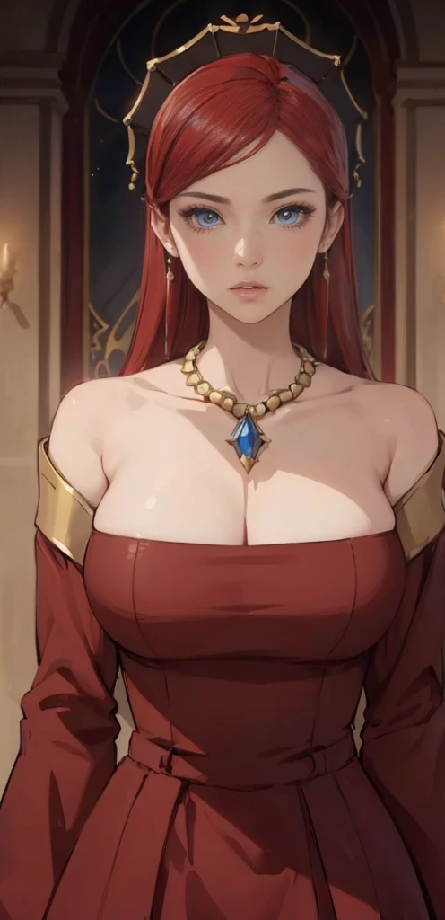 ((1girl, solo)), beautiful body, (perfect anatomy, perfect body, perfect hands, perfect legs), (five fingers:1.5), natural proportions, sexy body, large breasts BREAK 

((extremely detailed face)), (beautiful detailed eyes:1.6), (realistic pupils, realistic iris:1), expressive eyes, looking at viewer, (clear eyes:1.3), (hyperrealistic:1.2), (detailed skin texture:1.2), smooth skin, (red hair:1.5), black eyes, long hair, (detailed lips:1.2), (attractive lips:1.1), (glossy lips:1.1), (parted lips), perfect face, perfect eyes BREAK

(masterpiece:1.5), anime-style, top quality, best quality, (beautiful and aesthetic:1.2), (ultra detail:1.5), Ultra-detailed depiction, Ultra-precise depiction, extremely detailed 8k illustration, high resolution, (highly detailed shading:1.2), (realistic lighting:1.4), perfect lighting, vibrant colors, dynamic tones, striking hues, 8k, absurd resolution, perfect shadows, hdr, UHD, ambient lighting, realistic, ultra-realistic, photo realistic, highly detailed, rich detail, luminous colors, fine texture, intricate design, professional illustration, (soft light:1.2), (illustration:0.7)