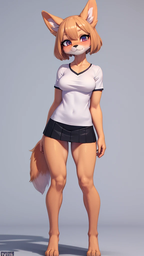 score_9, score_8_up, score_7_up, score_6_up, score_5_up, score_4_up, Suki Lane, dog, anthro, furry, full body, standing, white mini skirt, white t-shirt, solo female, adorasexy, masterpiece, looking at you, high quality, medium breasts, blushing, shy, long and beautiful legs, beautiful, long legs, sexy legs, perfect legs, beautiful legs, masterpiece, elegant, presenting legs Negative prompt: (e621_p_low), poorly drawn, bad anatomy, Bad proportions, watercolor painting, brush strokes, 3d, colorless, Glitch, blurry, Signature, watermark, bad face, distorted face, messed up eyes, deformed, muscular