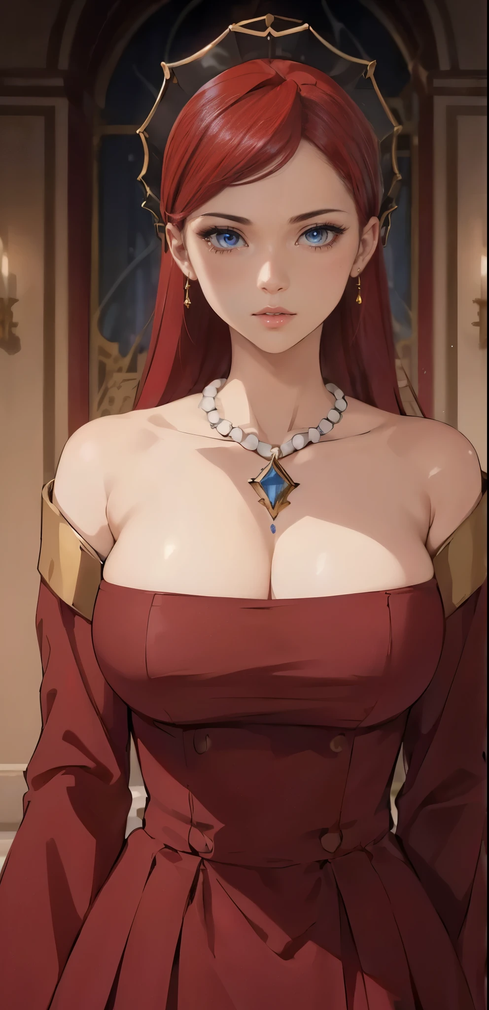 ((1girl, solo)), beautiful body, (perfect anatomy, perfect body, perfect hands, perfect legs), (five fingers:1.5), natural proportions, sexy body, large breasts BREAK
((extremely detailed face)), (beautiful detailed eyes:1.6), (realistic pupils, realistic iris:1), expressive eyes, looking at viewer, (clear eyes:1.3), (hyperrealistic:1.2), (detailed skin texture:1.2), smooth skin, (red hair:1.5), black eyes, long hair, (detailed lips:1.2), (attractive lips:1.1), (glossy lips:1.1), (parted lips), perfect face, perfect eyes BREAK
(masterpiece:1.5), anime-style, top quality, best quality, (beautiful and aesthetic:1.2), (ultra detail:1.5), Ultra-detailed depiction, Ultra-precise depiction, extremely detailed 8k illustration, high resolution, (highly detailed shading:1.2), (realistic lighting:1.4), perfect lighting, vibrant colors, dynamic tones, striking hues, 8k, absurd resolution, perfect shadows, hdr, UHD, ambient lighting, realistic, ultra-realistic, photo realistic, highly detailed, rich detail, luminous colors, fine texture, intricate design, professional illustration, (soft light:1.2), (illustration:0.7)