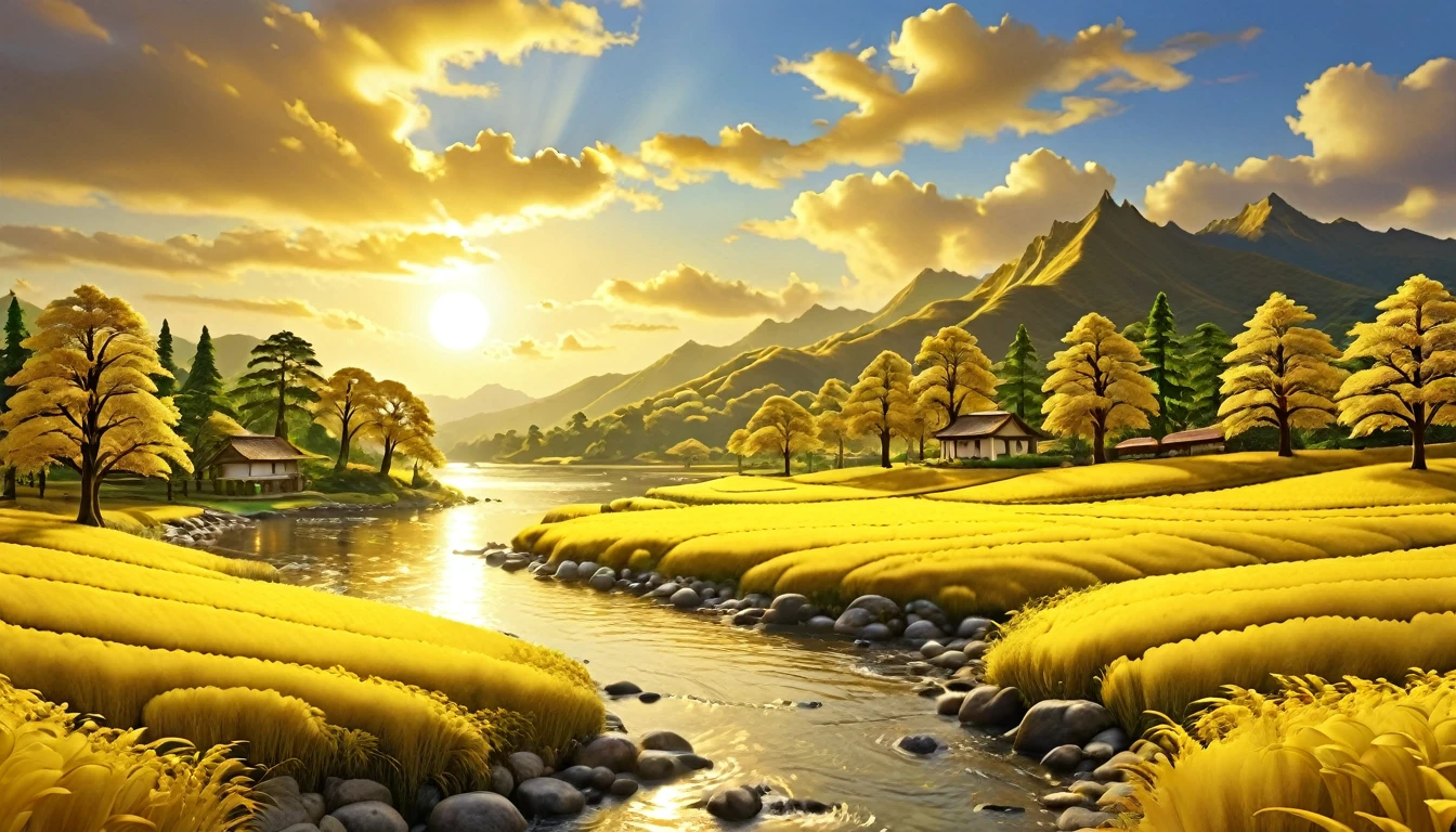 A SCENERY MADE WITH GOLDEN METAL