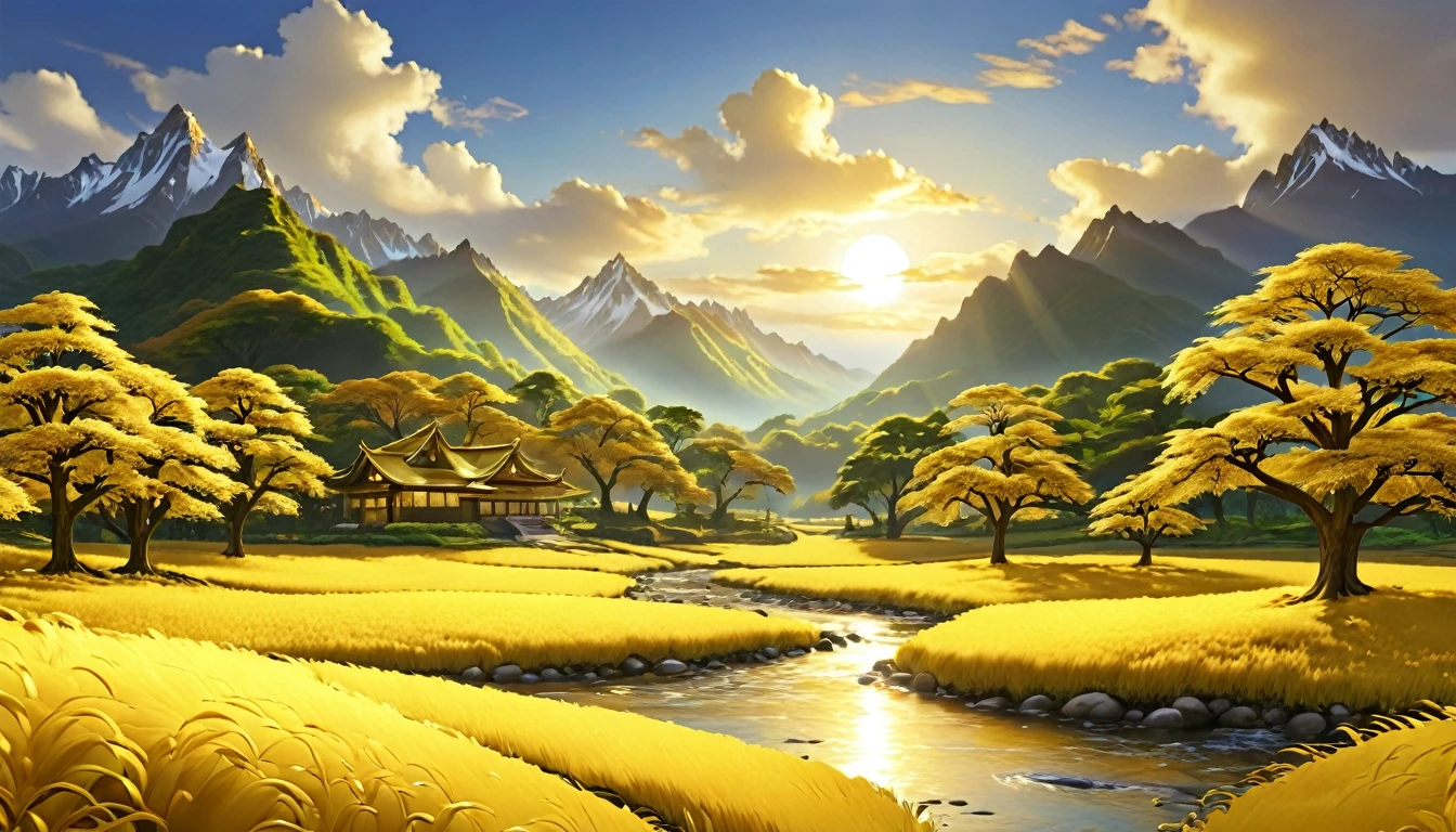A SCENERY MADE WITH GOLDEN METAL