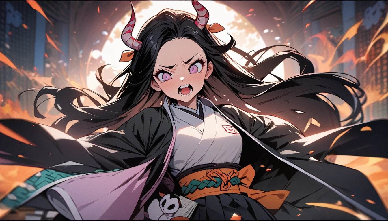 Demon Slayer,Japanese cartoons,Astonishing, masterpiece,Full color,Nezuko