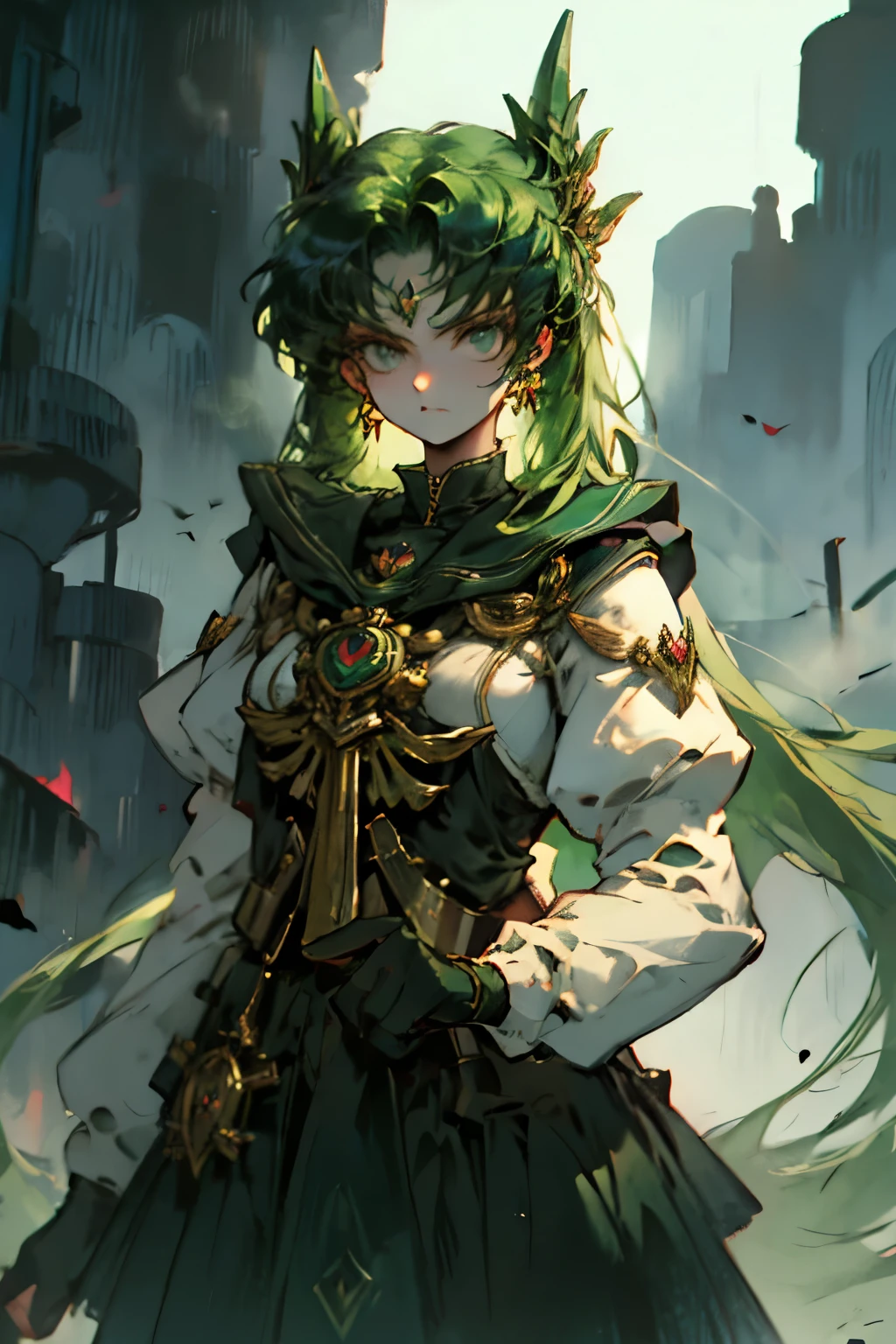 Black Kakalot Female, Green Hair, Look at Viewer, Green Castle