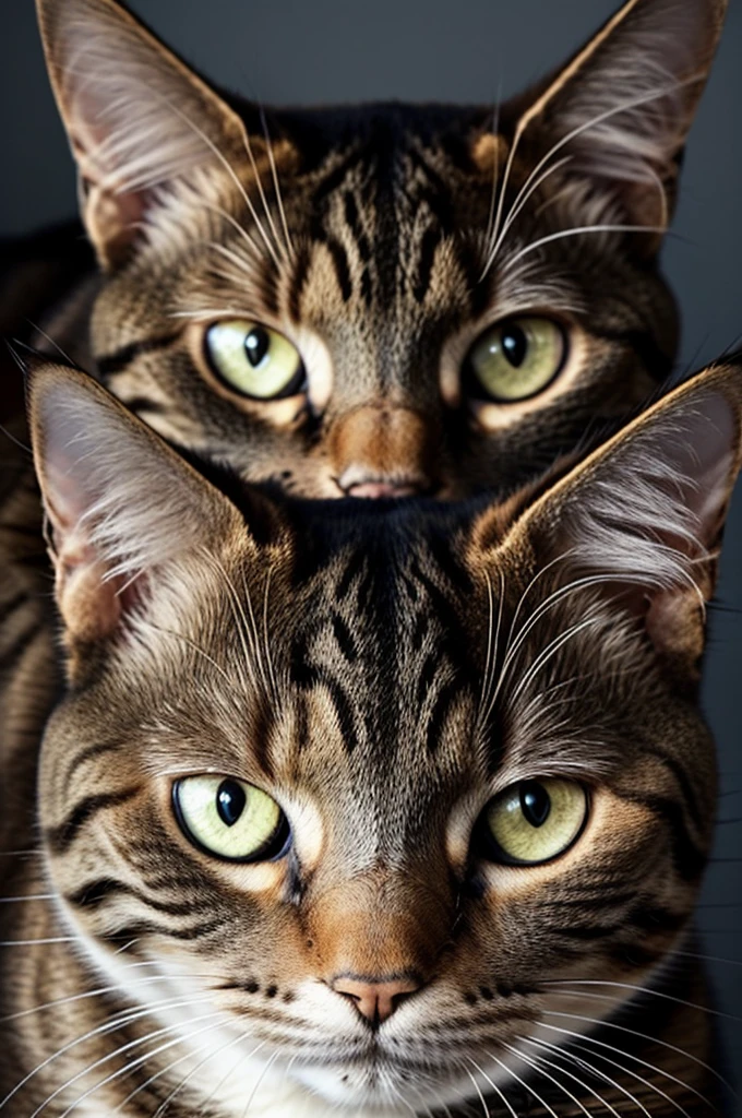 Generate a photo of a cat with different eyes