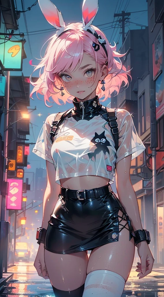 cute little bunny loli,(((little ,small tiny body,, chibi))),(((6 ))),((little bunny with extremely cute and beautiful fuchsia hair)),(((bunny girl,anthro furry cute,bunny-girl))),(((bunny ears,bunny ears on head,big bunny ears))),
(((flat chest))),(((fuchsia hair:1.35,short fuchsia hair,colored inner hair,ear breathing,))),((heterochromia:1.5, (pink_eye and red_eye))),intricate eyes,beautiful detailed eyes,symmetrical eyes,big eyes:1.5,(((freckles on the face,freckles,freckled girl))),(((lustrous skin:1.5,bright skin: 1.5,skin tanned,shiny skin,very shiny skin,shiny body,plastic glitter skin,exaggerated shiny skin,illuminated skin,wet legs))),(detailed body,(detailed face)),
cute,slutty,erotic,(((nsfw))),
zettai ryouiki,revealing clothing,show skin,((rave shirt,neon colored shirt,rave mini-skirt,visible thong straps)),((underpants strap)),(wearing a rave outfit:1.3,rave clothes,semi-naked,with little clothing),((wet clothes,intricate outfit,intricate clothes)),
(dynamic pose:1.0),solo focus,embarrassed,(centered,scale to fit dimensions,Rule of thirds),
cyberpunk city by the ocean at night, with bright neon signs and dark stormy clouds and puddles, scenery:1.25,nighttime, starry night, cosmos,Very dark night that makes the neon lights stand out, very bright neon lights,nighttime, starry night, cosmos,
artistic photography,(photography taken by sldr),highres, sharp focus, (ultra detailed, extremely detailed), (photorealistic artwork:1.37),(extremely detailed CG unity 8k wallpaper),((synthwave background theme)),(((vibrant colors))),(intricate background),(masterpiece),(best quality)