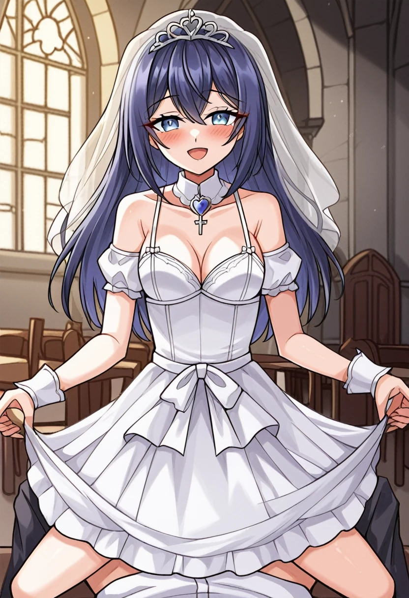 a father (he had been brainwashing by his second son,crossdressing,Sex with his second son every day, wear sexy Wedding lingerie,bride of his second son,have one's first night,,swear live as the wife of his second son for life) ,an empty abandoned church,in front of the confessional table