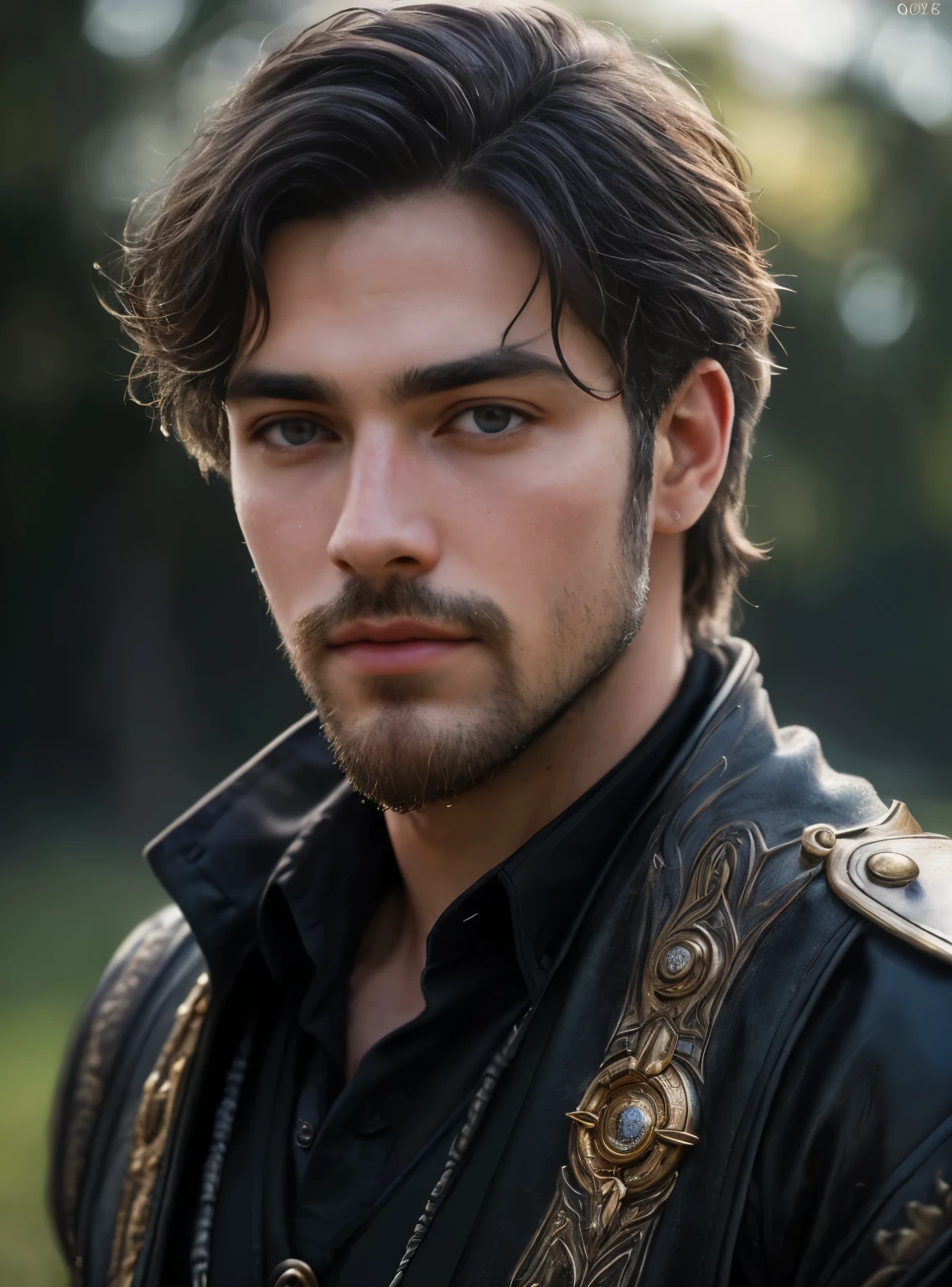 Portrait of a wizard, bearded, (RAW photo: 1.2), ((photorealistic: 1.4), (masterpiece: 1.3), (best quality: 1.4), ultra-high resolution, (detailed facial features), (detailed clothing features), HDR, 8k resolution, handsome guy, piercing eyes, detailed face, high detail, photography, natural light, Nikon D850, 50mm, f/1.4