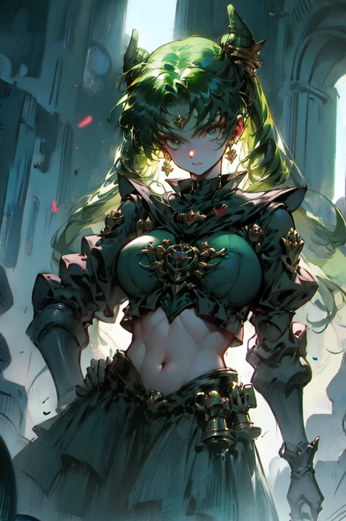 Black Kakalot Female, Green Hair, Look at Viewer, Green Castle