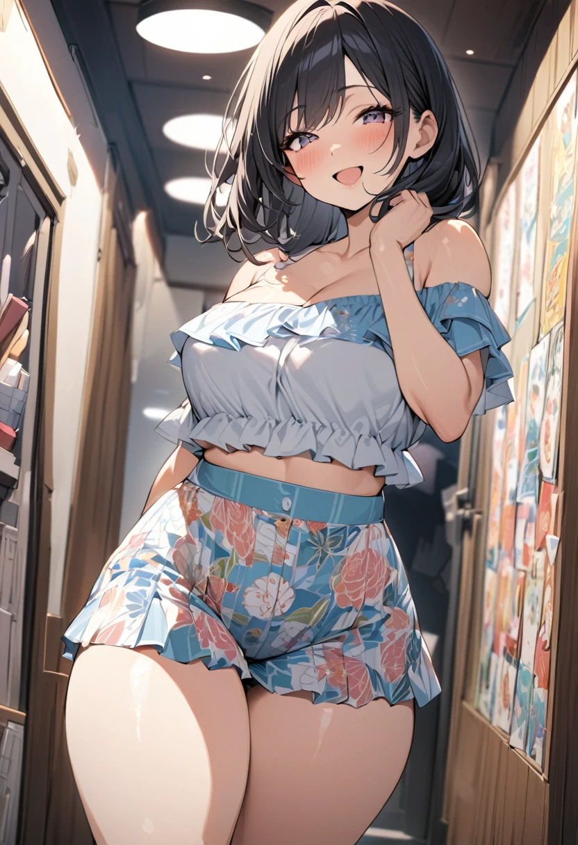 (Best quality, 8k, 32k, Masterpiece, UHD,:1.2),RAW, 1girl,ultra cute , natural lighting,transparent shining eyes, 20yo ,fair complexion, dark brown hair, french braid, flushed face,femur, Modern Minimalist Maxi Skirt. Tartan, sleek, monochrome maxi skirt in pale blue ,mini skirt, fitted black camisole, minimalist belt to cinch the waist, leaning forward, hands on the wall, From Behind and Below(ecstasy:0.8) ,(slut:0.8), (vulgarity:0.8), (fucked silly:0.8),(steam:0.8),(trembling:1.3)),(tears:0.7) , Happily, blush,at night, hotel, ((White background)), nsfw
