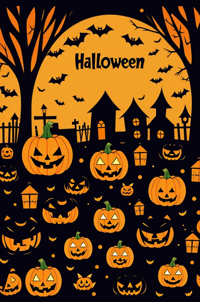 cute，Halloween background，illustration style，Children's illustration