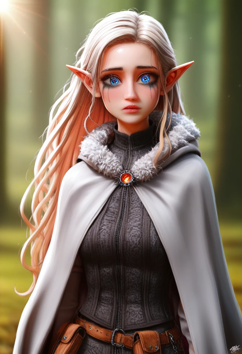 (masterpiece, top quality, best quality, official art, beautiful and aesthetic:1.2), (1girl), extreme detailed, (fractal art:1.3), colorful, highest detailed, perfect face, HDR, (white cloak golden lines:1.2), striking visuals, (dynamic streaks, luminous trails:1.2), vibrant colors, it looks even more beautiful than immortal, colored contact lenses, blush, high detail, anime, romanticism, modern, gothic art, anime style, film lighting, ray tracing, motion rye, close-up, sony fe gm, uhd, high detail, top quality, 8k, clean fingers, well-formed fingers, mdnn, (sharp focus:1.2), portrait, attractive young woman, (beautiful face:1.1), detailed eyes, luscious lips, (eye makeup:1.2), (tight body:1.2). (morning sun lighting:1.2), depth of field, bokeh, 4K, HDR. by (James C. Christensen:1.2|Jeremy Lipking:1.1) a small gnome girl with pale skin, very long wavy silver hair covering one eye, bright blue anime-style eyes with long lashes, wearing a corset, white puffy long sleeved shirt, and puffy cloth pants, leather bound boots, set in a windy fantasy landscape, (best quality, 4k, 8k, highres, masterpiece :1.2),ultra-detailed,dungeons and dragons, long elf ears, detailed skin and cloth textures, cute detailed face, intricate details, extremely detailed, 1girl, dynamic pose with hair covering one eye, shy personality, puffy cloth pants with leather belt, detailed privateer outfit, detailed buccaneer outfit, pouch on belt, wearing ornate leather armor with fur trim, silver inlay detail, wearing fur trimmed boots, wearing fur trimmed gloves, short, short height, halfing girl, small girl, very long detailed flowing hair, big head, big round eyes, windy, wind blown hair, wirey muscles, fighter, dynamic angle, kineticist, pathfinder, pathfinder kineticist, wind kineticist, pouty lips