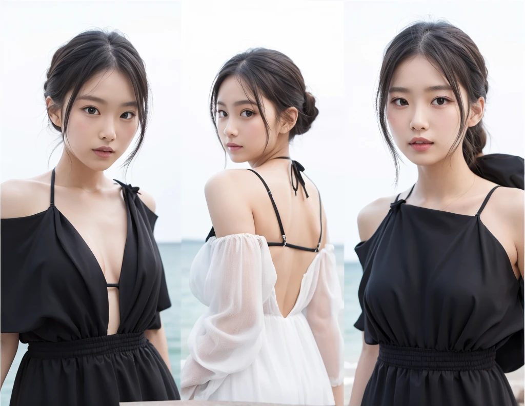 Dress in a black bikini