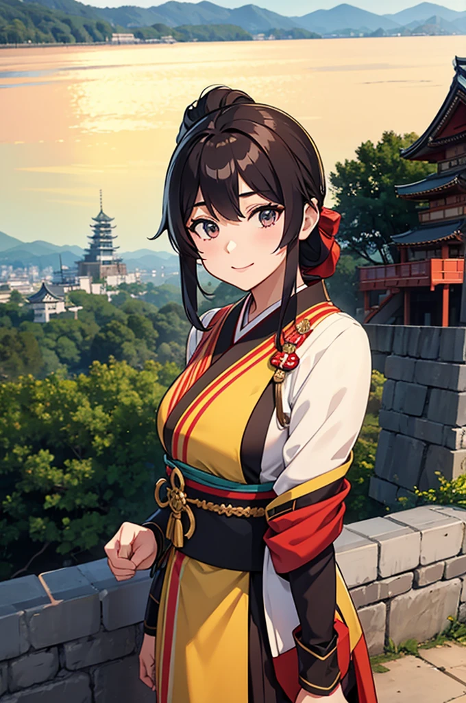 Female, solo, meiji military outfit, pov, boshin, Japanese castle background