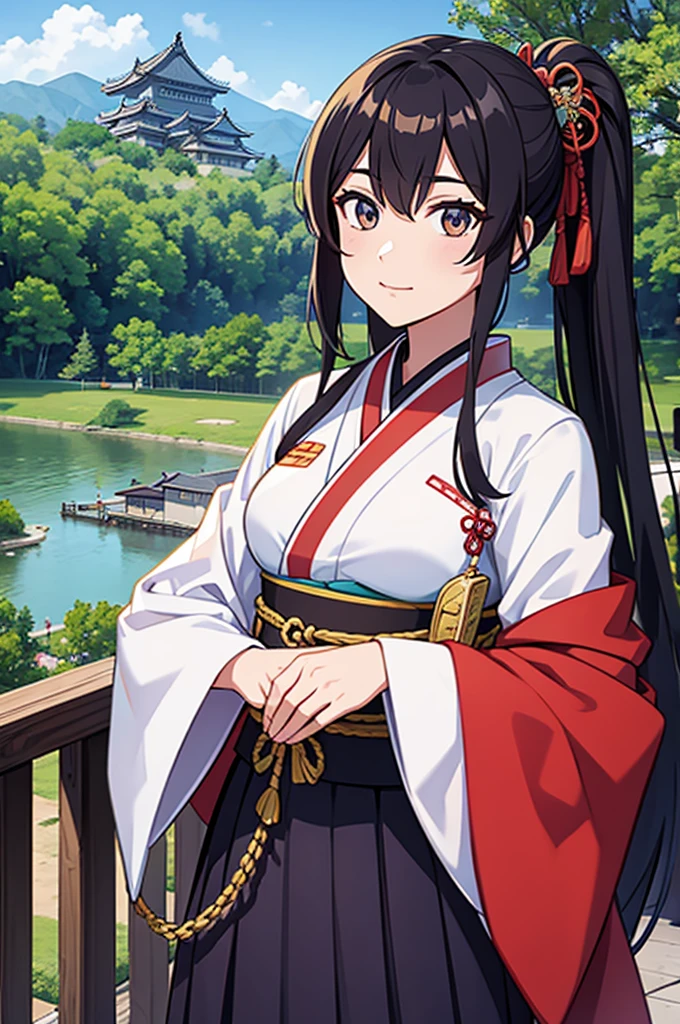 Female, solo, meiji military outfit, pov, boshin, Japanese castle background