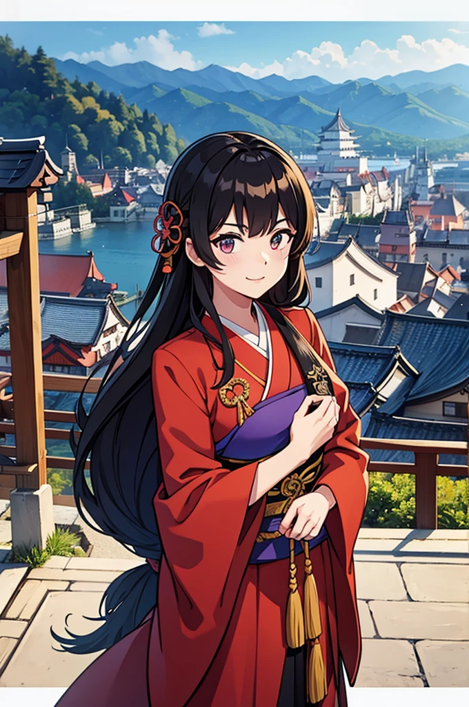 Female, solo, meiji military outfit, pov, boshin, Japanese castle background