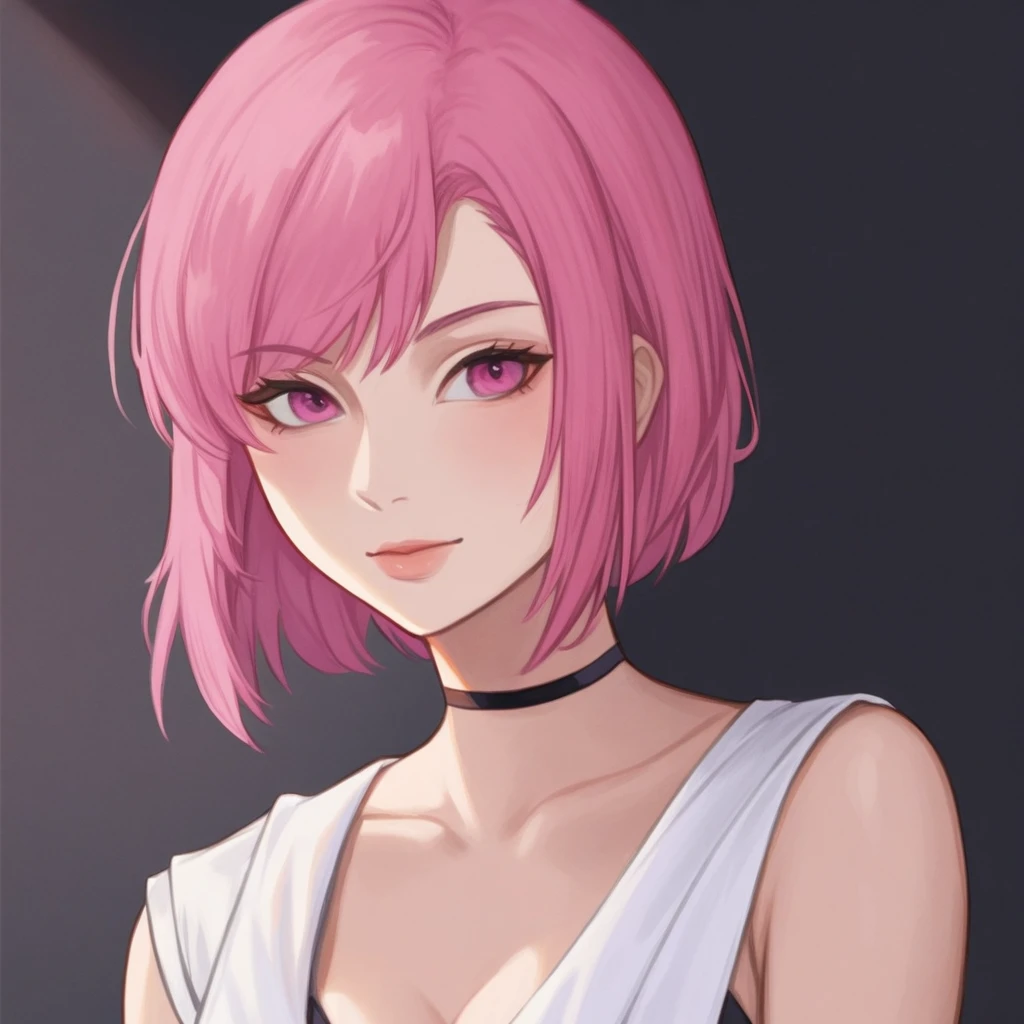  (Cute a girl:1.5), (a girl with closs hair pin,
pink shirt,cosplay, jirai kei, bangs, black skirt, black bow, looking at viewer, bow, long sleeves, choker, ribbon,portrait  shot :1.4),
(masterpiece:1.3), anime visual, (Lovey-dovey:1.5), (tilt head:1.3), extremely delicate face, soft clean focus, realistic lighting and shading, (an extremely delicate and beautiful art:1.3),
