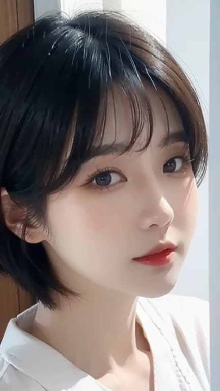 high resolution、Japanese women、Beauty、short hair、White shirt、Small face
