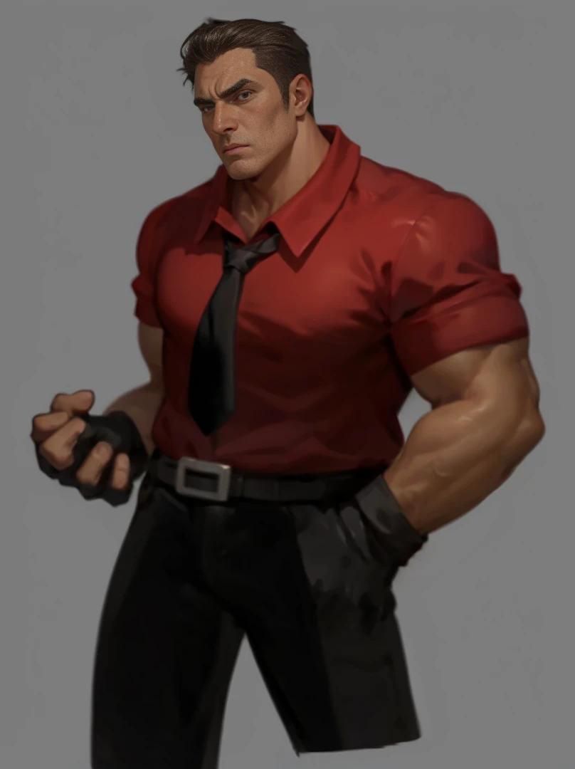 European and American cartoons,Strong Man,Red shirt,Black tie,Top Light,Black leather gloves