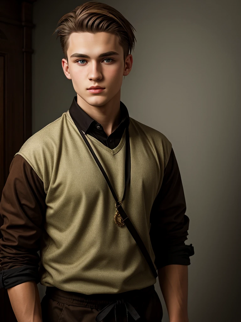 a young man of Slavic appearance in a presentable form. hyper realism style photo taken on Canon