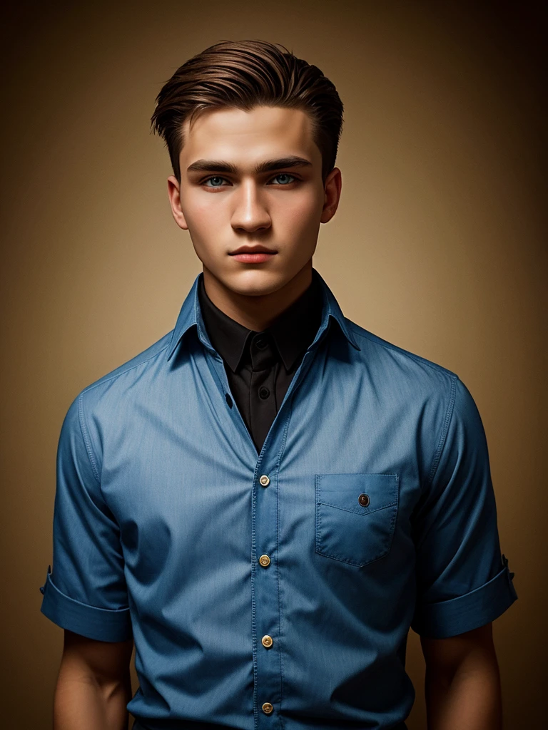 a young man of Slavic appearance in a presentable form. hyper realism style photo taken on Canon