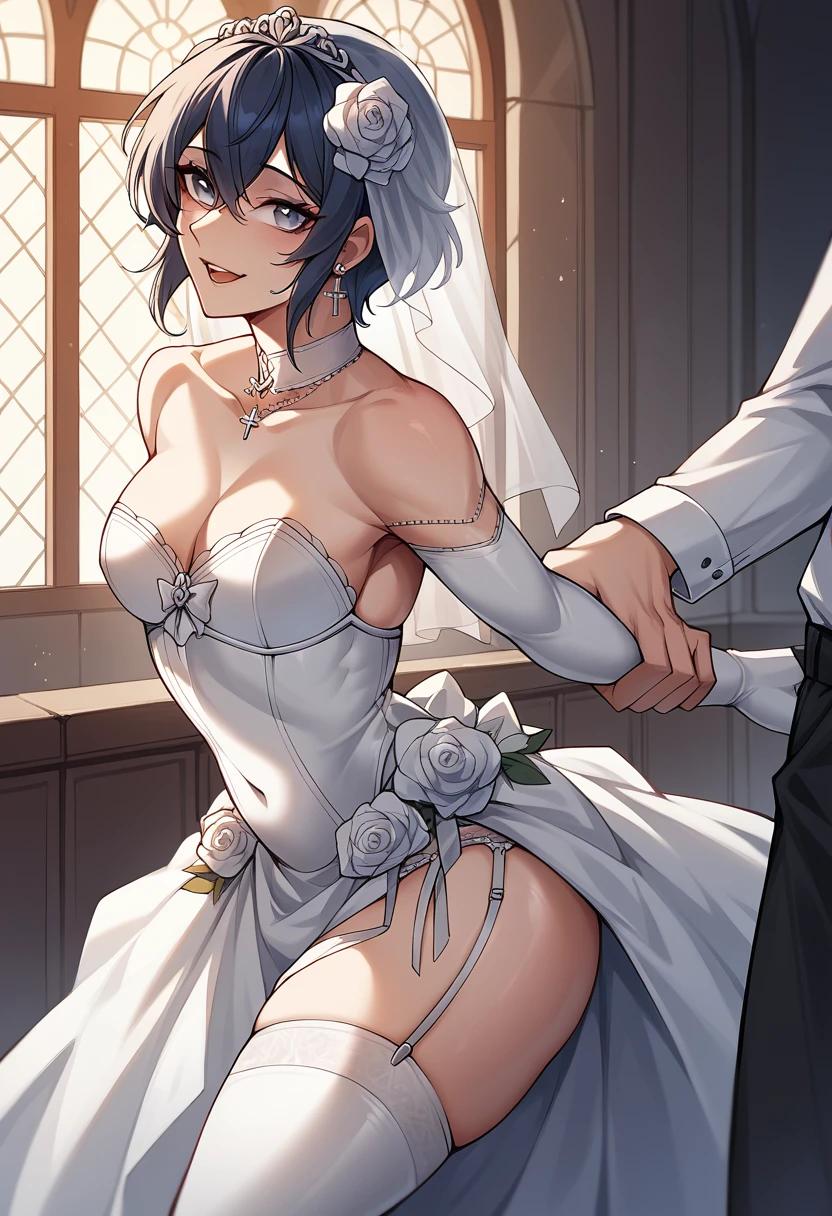 alien,a father （he had been brainwashing by his second son,crossdressing,Sex with his second son every day, wear sexy Wedding lingerie,bride of his second son,have one's first night,,swear live as the wife of his second son for life) ,an empty abandoned church,in front of the confessional table 