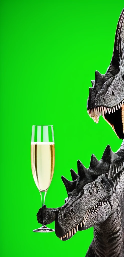 DINOSAUR CLAW HOLDING GLASS OF CHAMPAGNE
