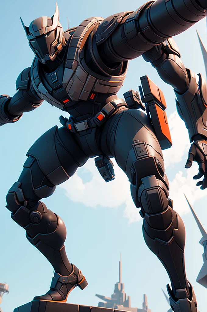 Stylized 3D Sci-fi game character in dynamic pose
