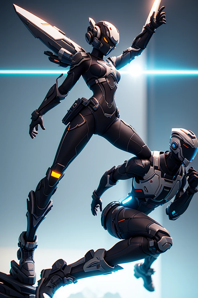 Stylized 3D Sci-fi game character in dynamic pose