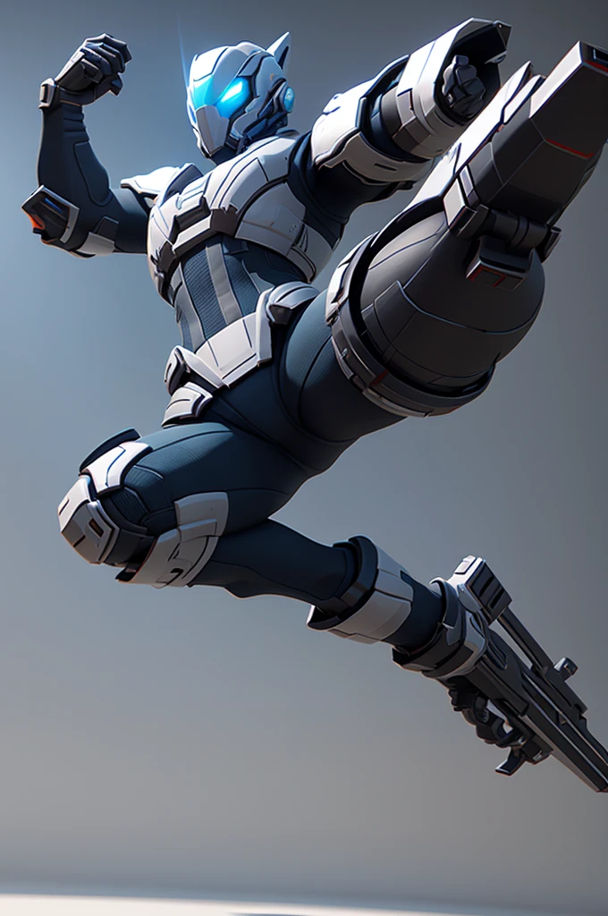 Stylized 3D Sci-fi game character in dynamic pose
