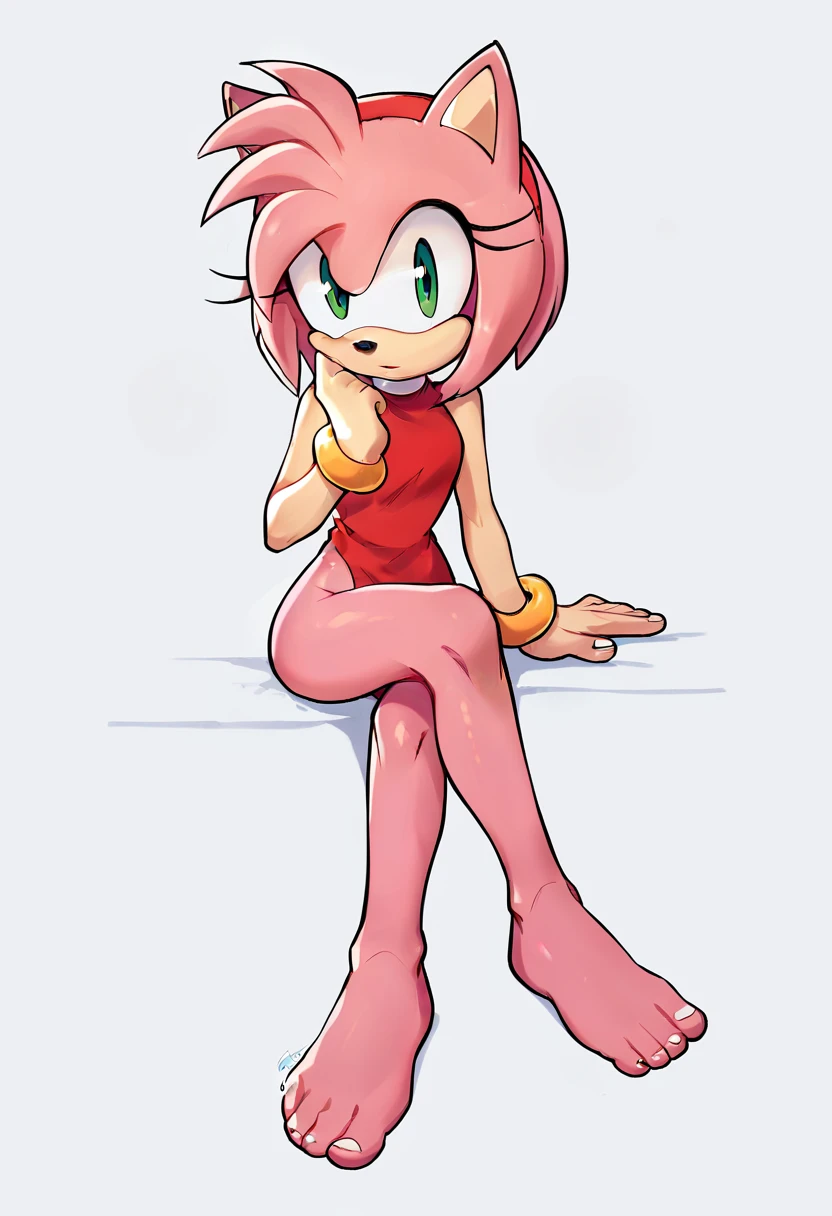 to throw, Amy Rose, session, Skinny, crossed legs, Red dress, looking at the viewer, flash,naked,naked