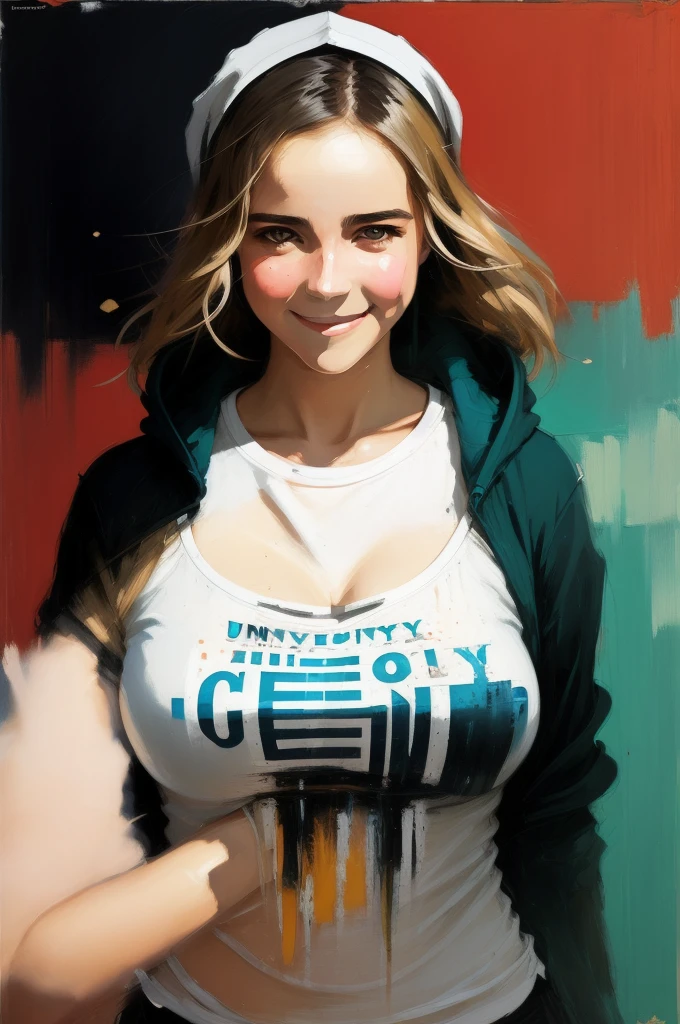 a photo of cvv2, portrait photo of beautiful woman wearing hoodie, smiling, high cut tshirt, white t shirt, covering clothes, modest, breast covered, portrait, modelshoot style, cozy living room, (extremely detailed CG unity 8k wallpaper), photo of the most beautiful artwork in the world, professional majestic oil painting by Ed Blinkey, Atey Ghailan, Studio Ghibli, by Jeremy Mann, Greg Manchess, Antonio Moro, trending on ArtStation, trending on CGSociety, Intricate, High Detail, Sharp focus, dramatic, photorealistic painting art by midjourney and greg rutkowski, (glamour), (looking at viewer), (detailed pupils:1.3)