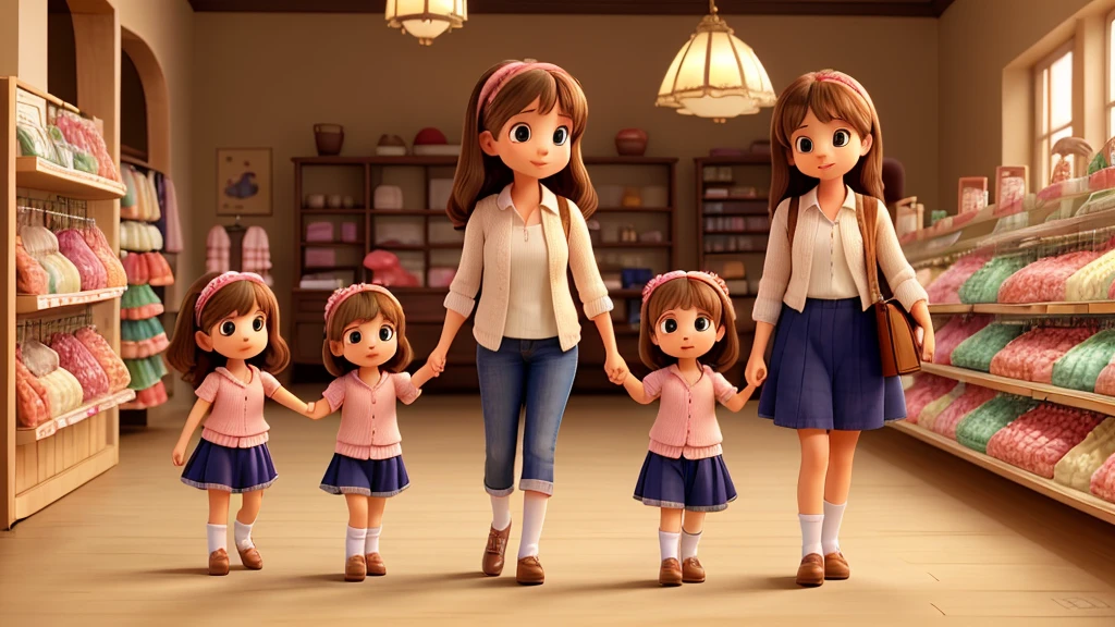A little girl shopping with her family