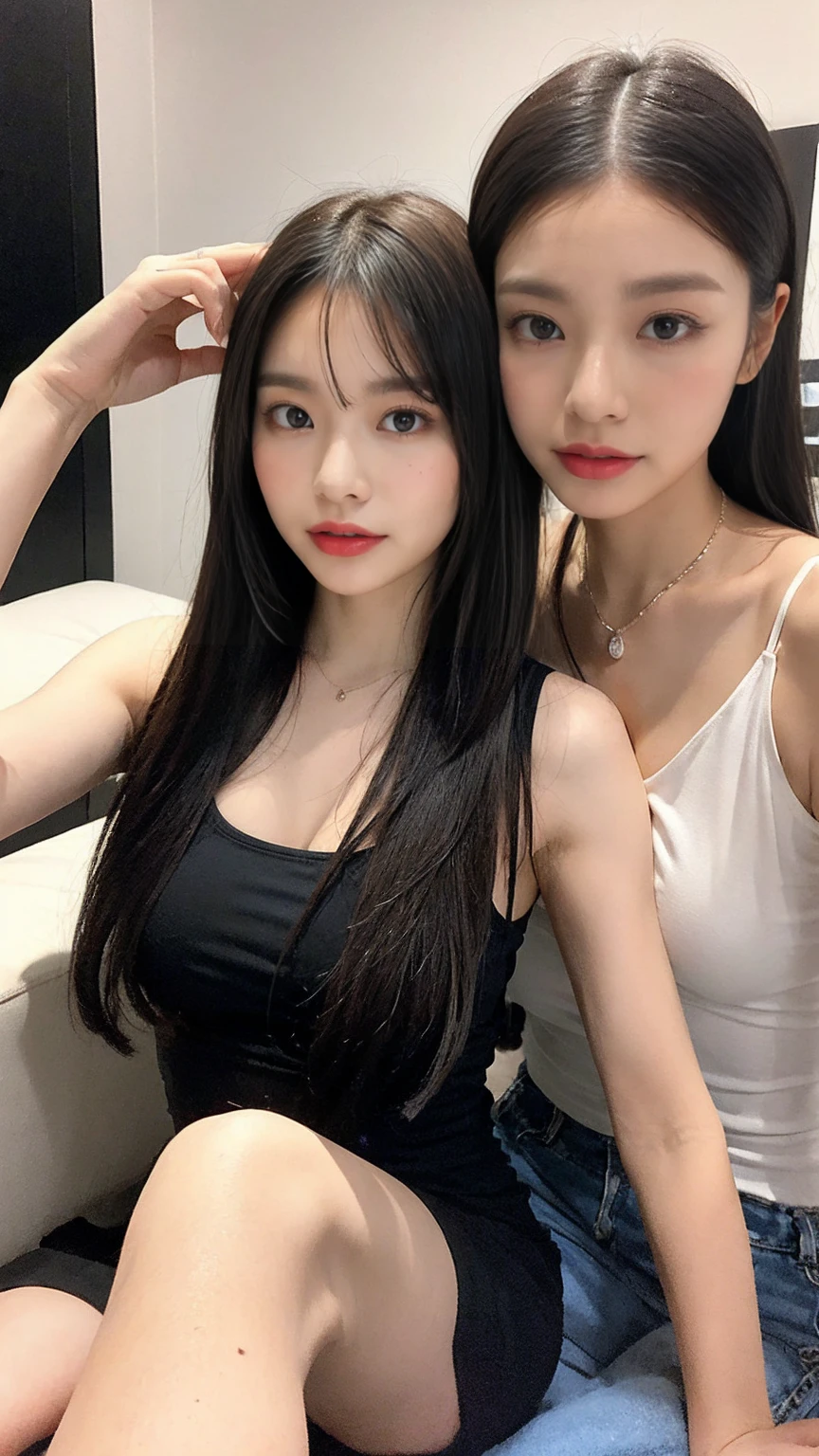 I&#39;Standing on the beautiful blue beach of Okinawa..、、Wear a swimsuit、Looking around, I see real Korean beauties with white skin and beautiful breasts.、smile、smileがとても可愛い女の子です、Cute girl with big eyes、Splash、Black Bikini、Beautiful cobalt blue sea、((Pale pink blush lipstick))、