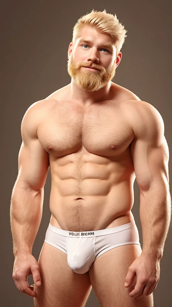bearded blond man voluminous white underwear hard