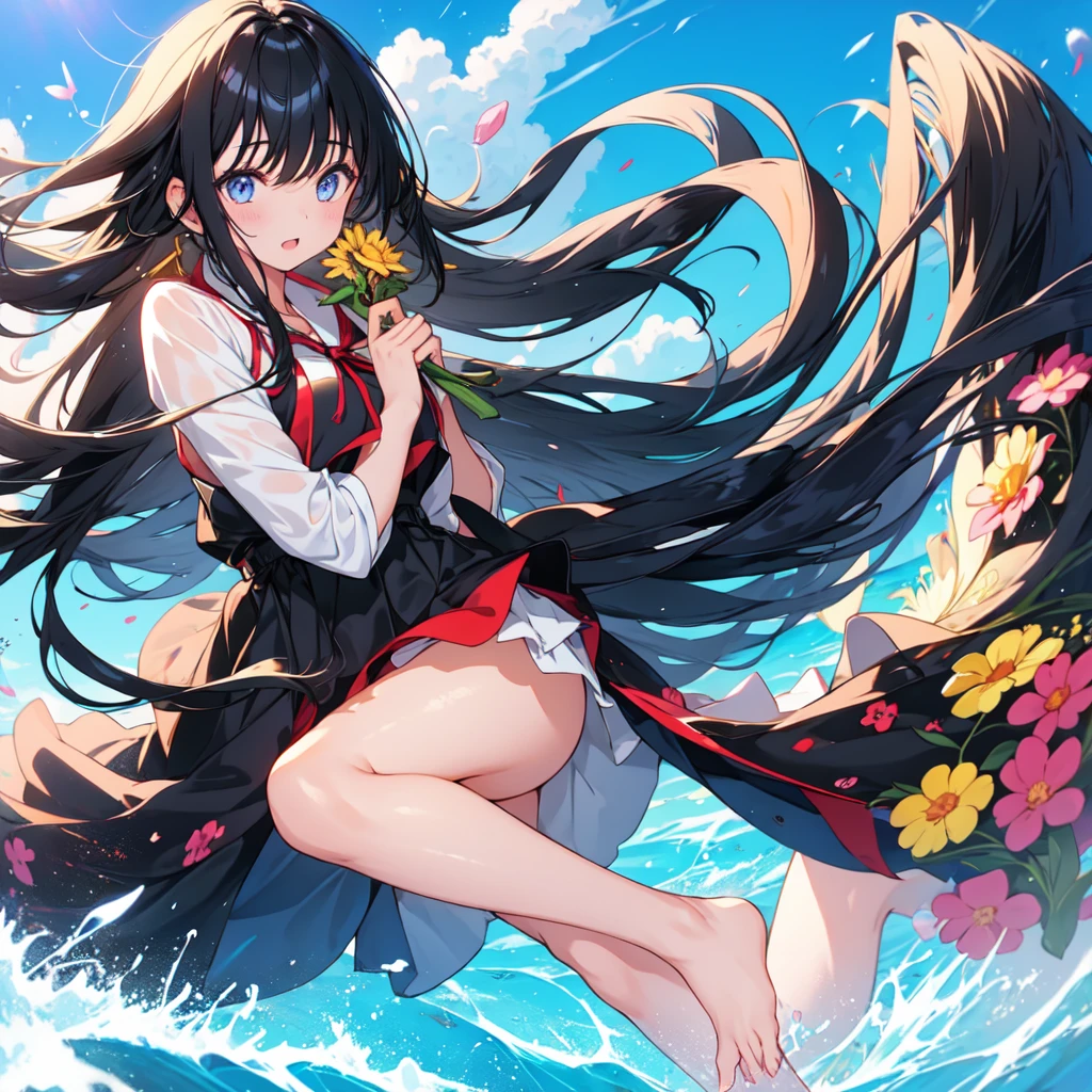 (1girl)Black-haired sister、I have long hair、Hot face