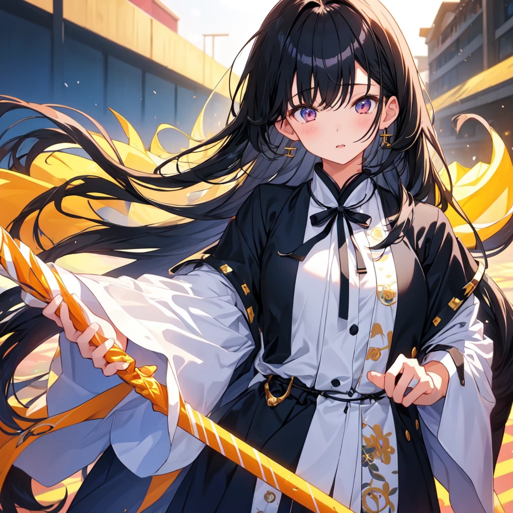 (1girl)Black-haired sister、I have long hair、Hot face