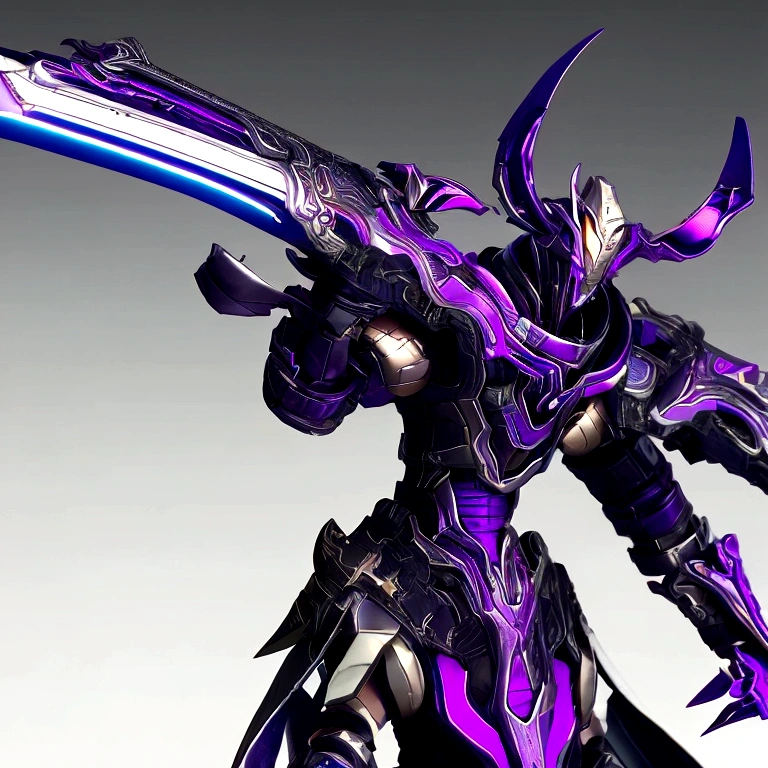 (masterpiece, top quality, best quality, official art, Beautiful and beautiful:1.2),(8K, best quality, masterpiece:1.2),CG神swordsw, arms, armor, alone, Keep, trumpet, luminescent, sword, 1 Boy, Keep arms, planted, Male focus, luminescent arms, Permanent, helmet, Gloves, Keep sword, 噪音指數56 luminescent sword, planted sword, shoulder armor, slope, slope background, Oil residue, Scapula, (Purple Light:1.3), Mecha shell blend「Mecha Weapon ( warframe) Also has titanium metal texture」 titanium prompt: sleek and modern desigh shoarp, ar 16:9 --v 5.1 輻射渲染 辛浣渲染 寶藍色的arms、Indigo shell