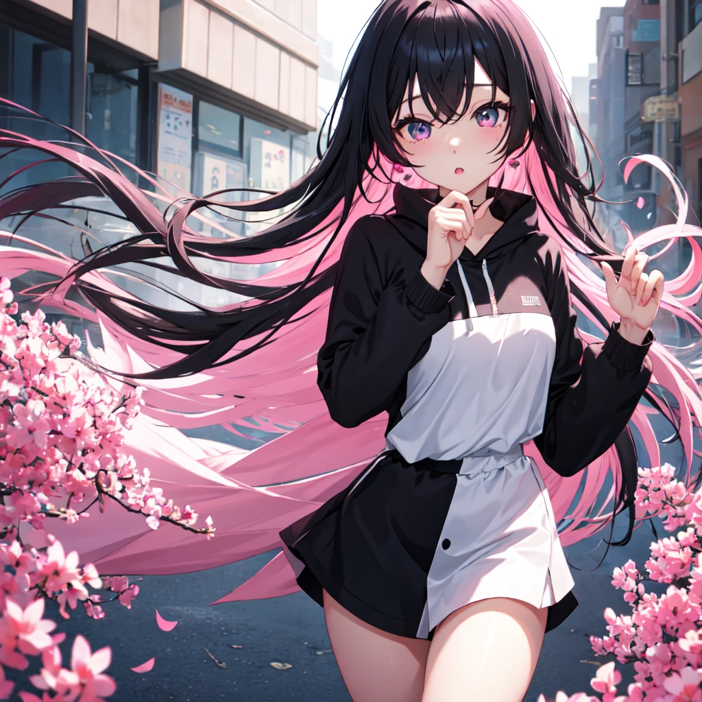 Eyes are hearts、Eye color is pink、Beautiful black-haired girl