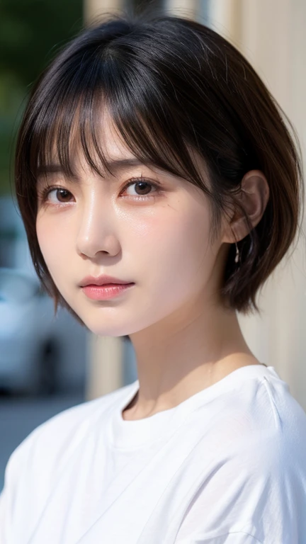 high resolution、Japanese women、Beauty、short hair、White shirt、Small face、Crying face