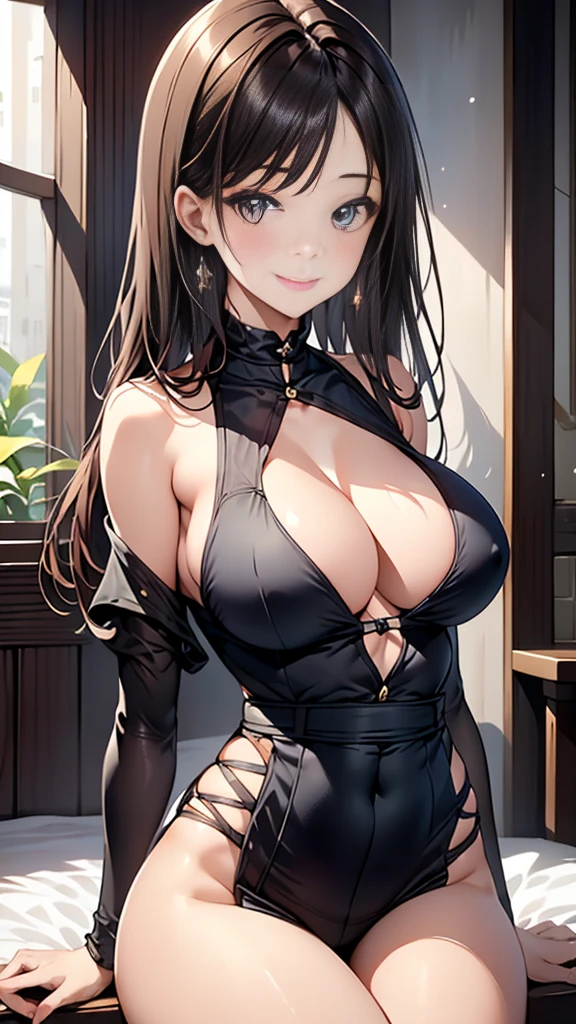 ((Highest quality、、masterpiece:1.3)), Upper Body、Long legs、Sharp focus:1.2, Beautiful woman with perfect figure:1.4, Slim Abs:1.1、((Big Breasts:1.2)), (Big Breasts、Soft looking big ass、Tight waist、Smiling:1.2), Face and skin texture crafted to the smallest detail、Fine-grained、double eyelid、25-year-old female、sexy