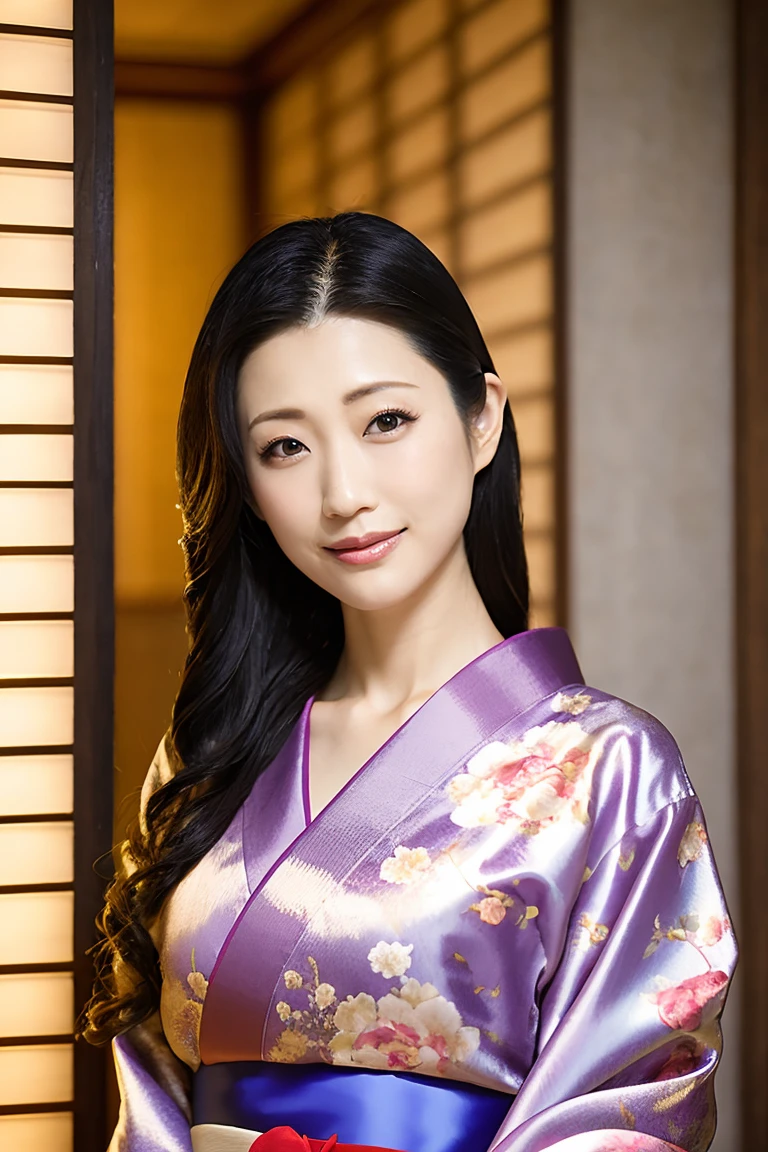 (Highest quality、Tabletop、8K、Best image quality、Award-winning works)、(1 Beautiful Mature Woman:1.1)、(Innkeeper:1.1)、(Elegant floral kimono:1.2)、(Long, high-quality kimono:1.2)、(A perfect and precise V-neck kimono:1.2)、Perfect Mature Woman Portrait Photo、Glowing Skin、Standing Elegantly、(Blurred elegant luxury hotel background:1.3)、Glowing White Skin、Very beautiful skin、(Accentuate your body lines:1.1)、(The most elegant posture:1.2)、(Cleavage:1.2)