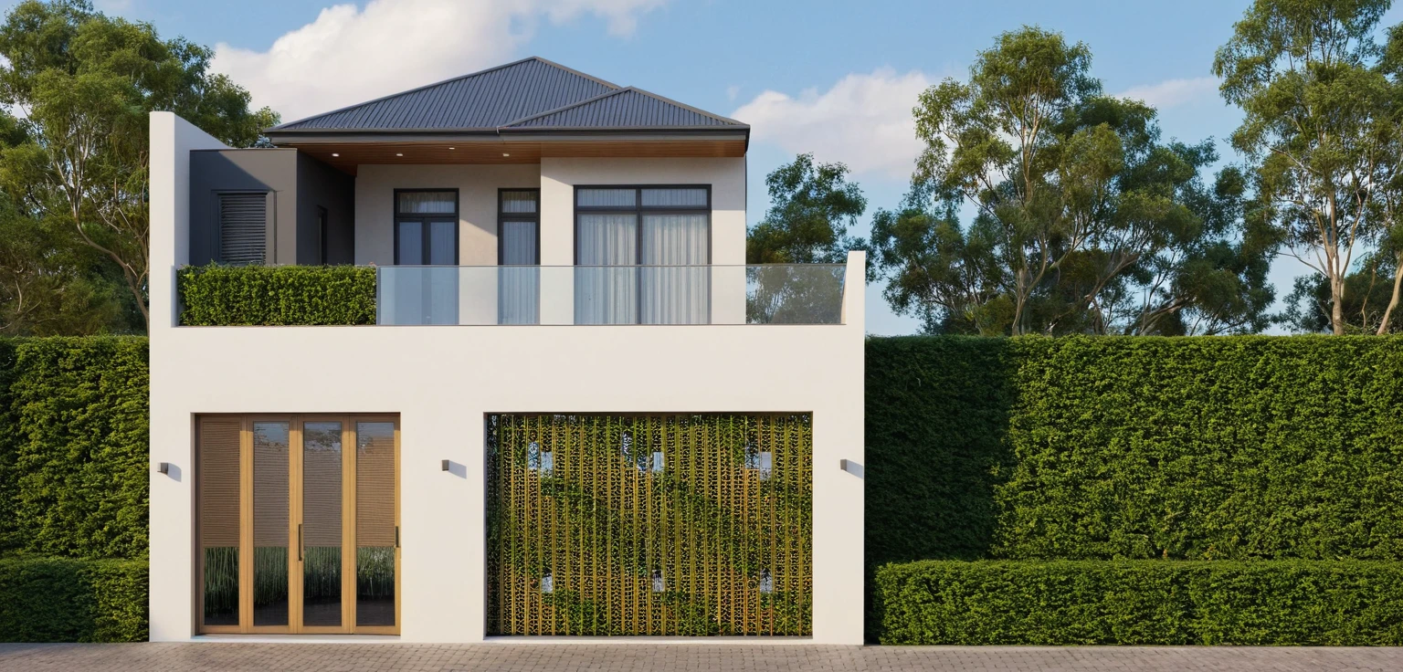 Raw photo,Masterpiece, high quality, best quality, authentic, super detail,
exterior, outdoors, house style modern on the street, glass windows, gate, wooden ceiling,
road,pavement, trees, sky, cloud, (daylight:1.1)