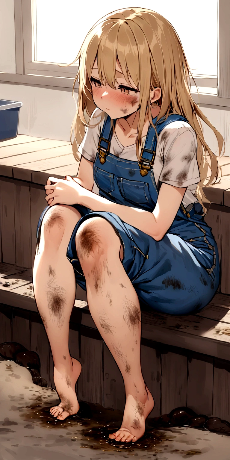 Girl diarrhea and shit on overalls ((poop on overalls)) Her overalls is covered with shit. (Her overalls is covered with shit and mess) (There is much shit on her overalls) (there is a lot of shit on her legs) (her overalls is full of shit) (girl heavily poop in her overalls)