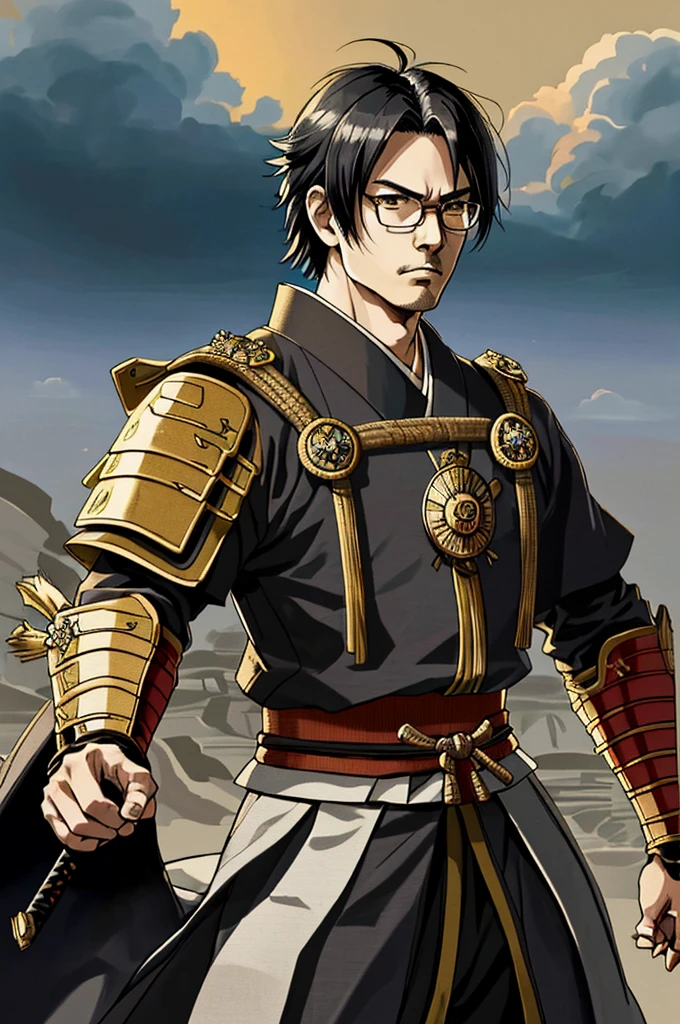 Highest quality,High resolution,((Emperor Showa)) ,(Empire of Japan),Fist of the North Star,samurai,One person,warrior,(Hirohito),(black_coat),male,One personで,Middle Age,(Circle_Glasses),strongest,Anime Style,(Limbs),(Full Finger),(Accurate fingertips), (The finer details), (Super detailed),(Japanese sword:),4K,(high resolution),whole body, (Front angle), Looking at the camera,masterpiece,(Subtle details),(Intricate details),Octane Rendering,(Hyper Detail),