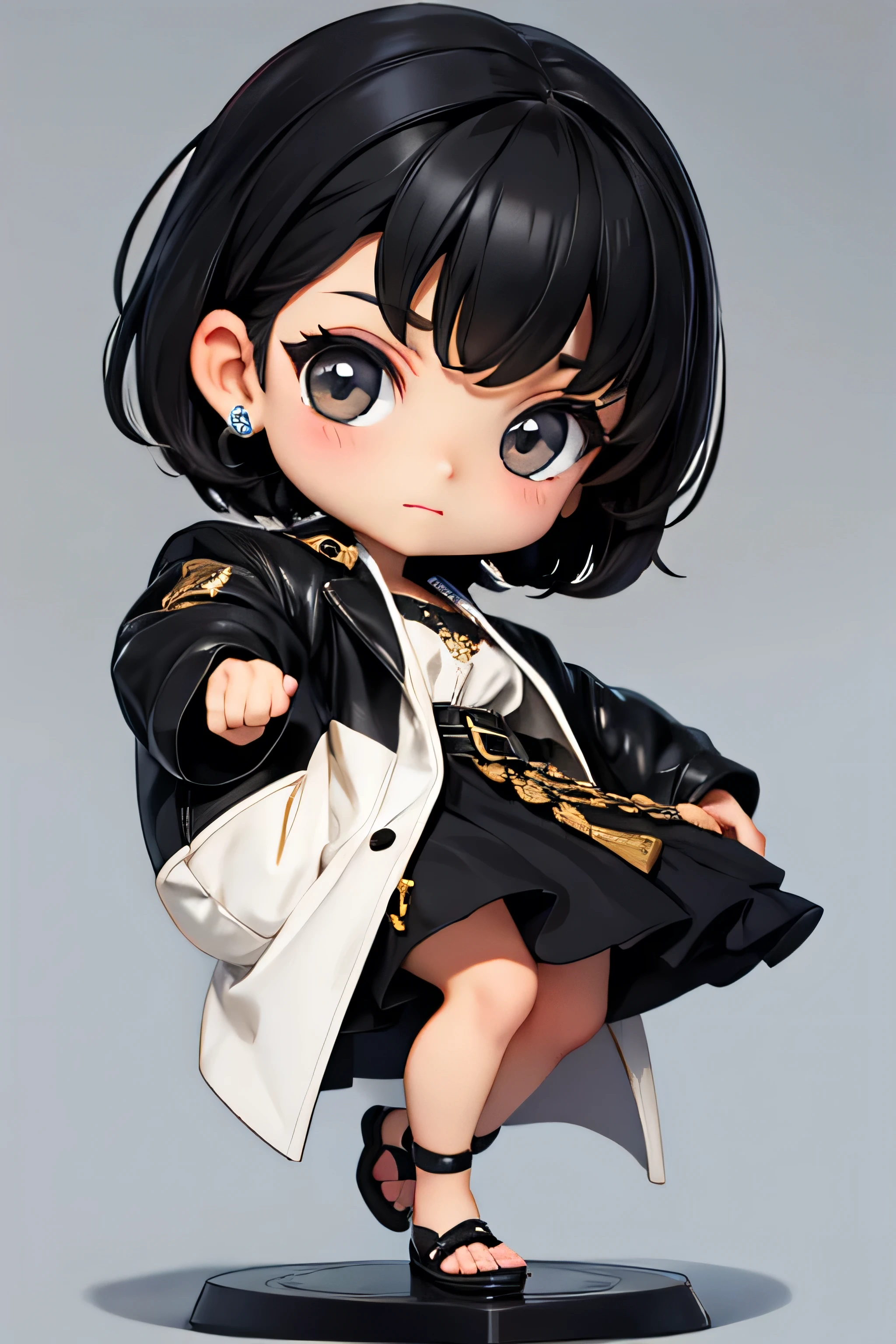 chibi girl, Short black hair,