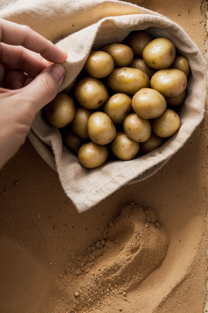 Freshly dug potatoes