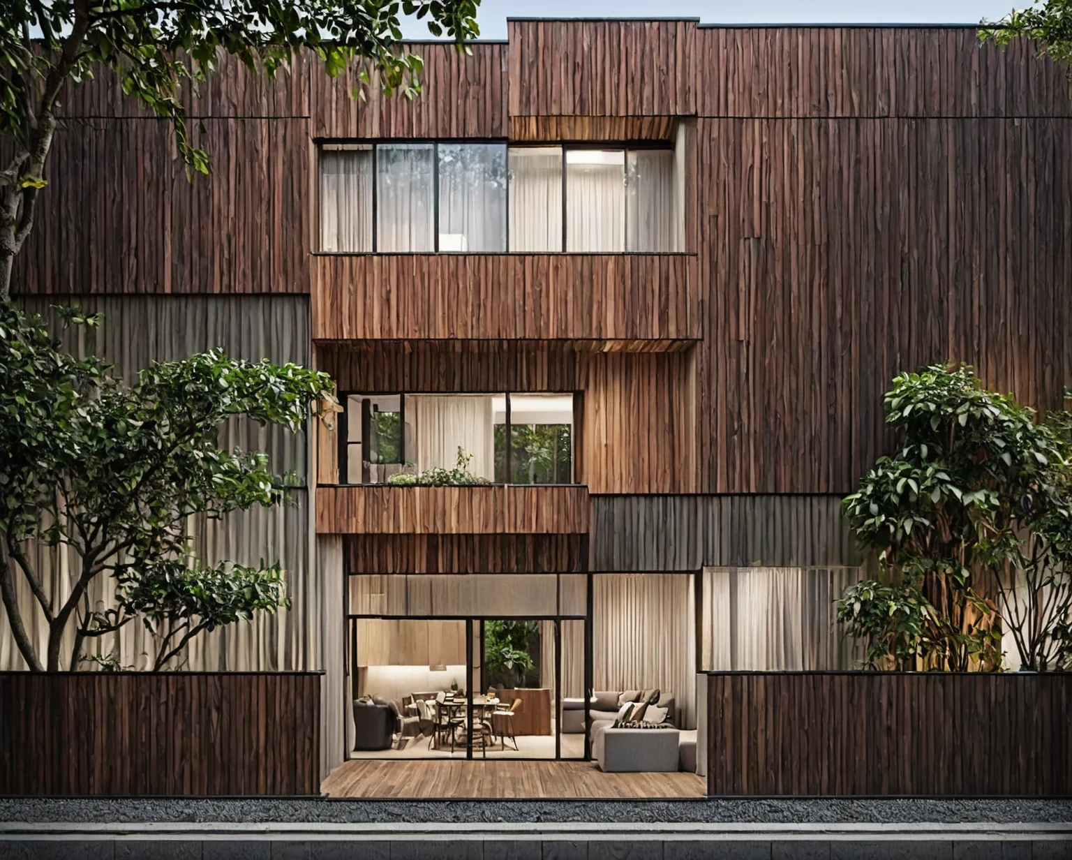 un rendu d'un immeuble de deux étages avec un balcon et un balcon, maison complète, condo moderne et luxuriant comme vitrine, villa interdimensionnelle, conception architecturale globale, front vue en élévation, vue de face, vue en élévation, maison conceptuelle, élévation avant, concept architectural, appartement 2j, design extérieur, conception résidentielle, rendu 3D, rendu 3D, maison contemporaine