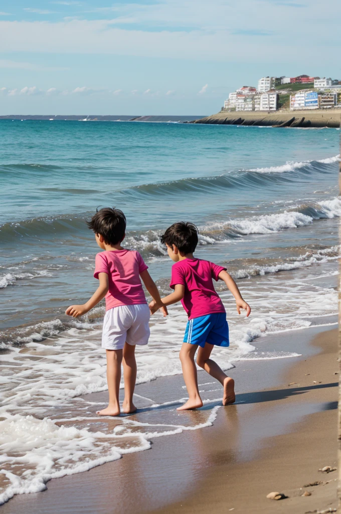 children playing at the seaside