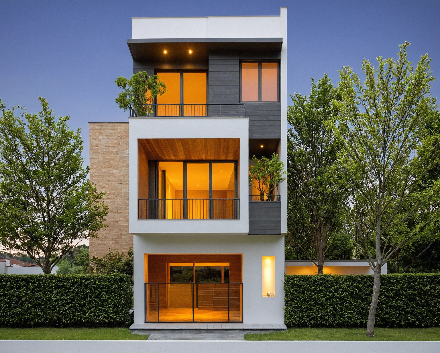 ouvrages d'art, High quality, best quality, authentique, Great detail, En plein air, plain-piedVilla XL, credit group, style de maison moderne dans la rue ,stairs, white wall ,itinerary,pavement, grass, trees, sky, nuvens, (day light:1.1)